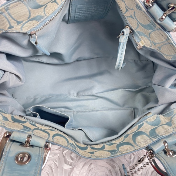 Coach F13742 Lt. Blue Soho Pleated Jacquard Tote, GUC - Picture 14 of 17